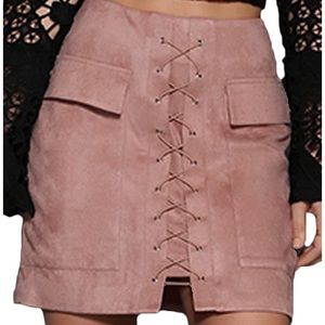 Pink Suede Skirt